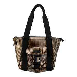 LAUREN Ralph Lauren Houndstooth Plaid Nylon Tote Bag Purse